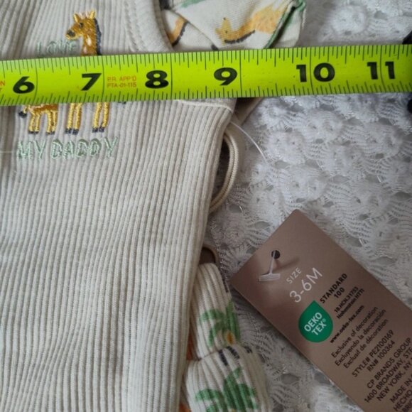 Chickpea Baby 3-pc Animal Print Outfit Set with Giraffe Embroidery Size 3-6 Mos. - Picture 5 of 6